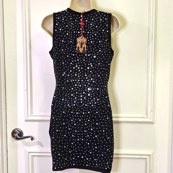 BANJUL Black Pearl & Rhinestone Embellished Sleeveless Bodycon Dress, Large, NWT - Picture 10 of 16